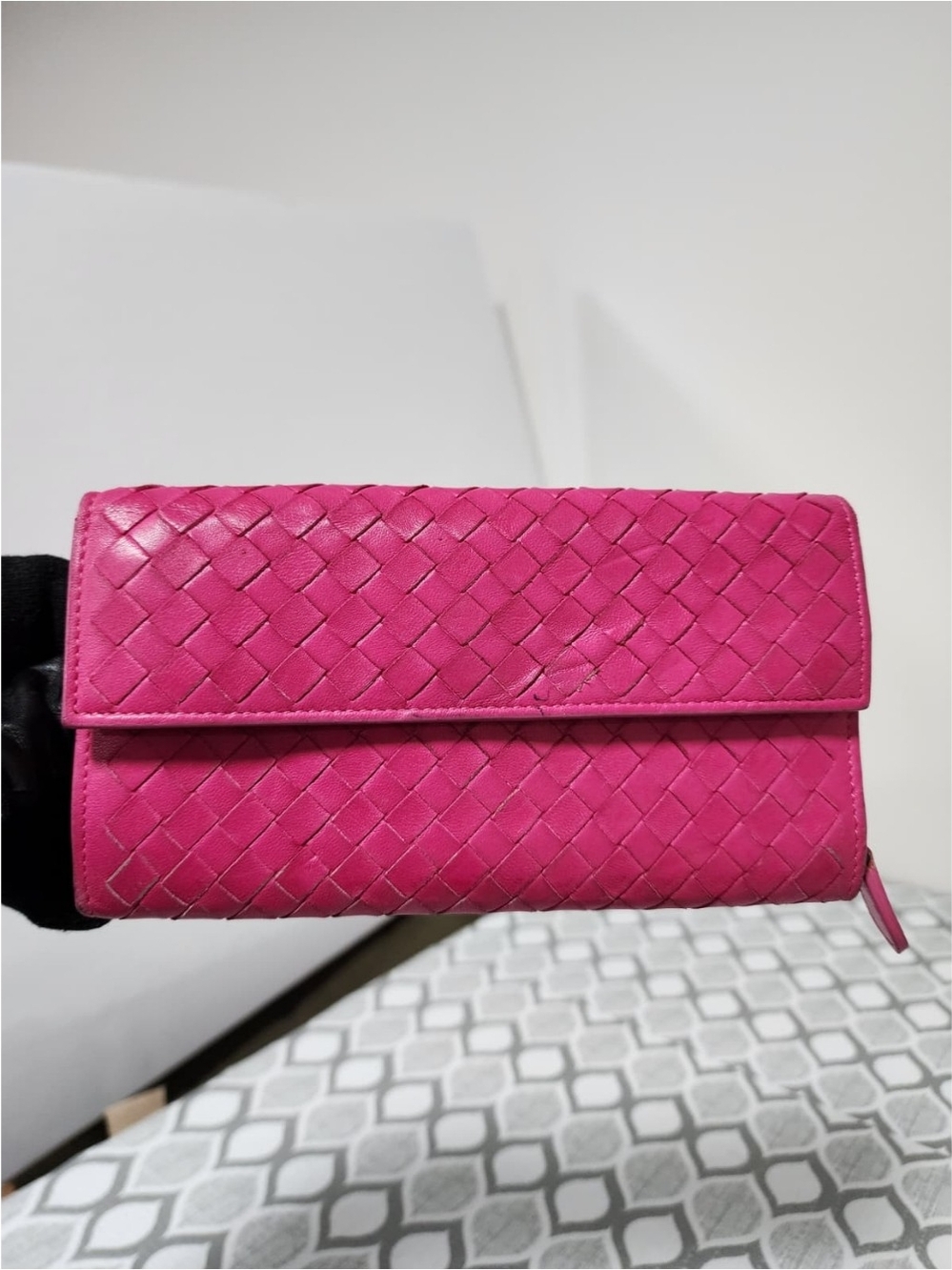 BOTTEGA VENETA Nappa Intrecciato Continental Flap Wallet Pink